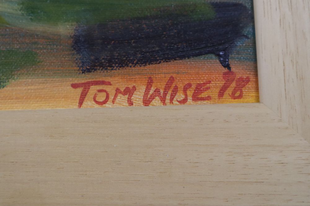 Tom Wise, oil on canvas, Still life of flowers in a glass vase, signed and dated 98, 60 x 60cm